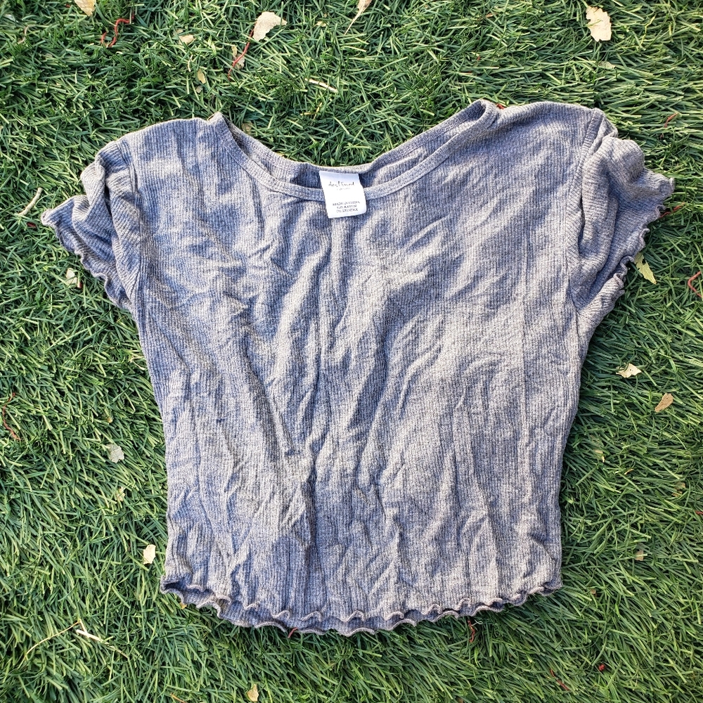 Destined Grey Ribbed Cropped Top (XS)
